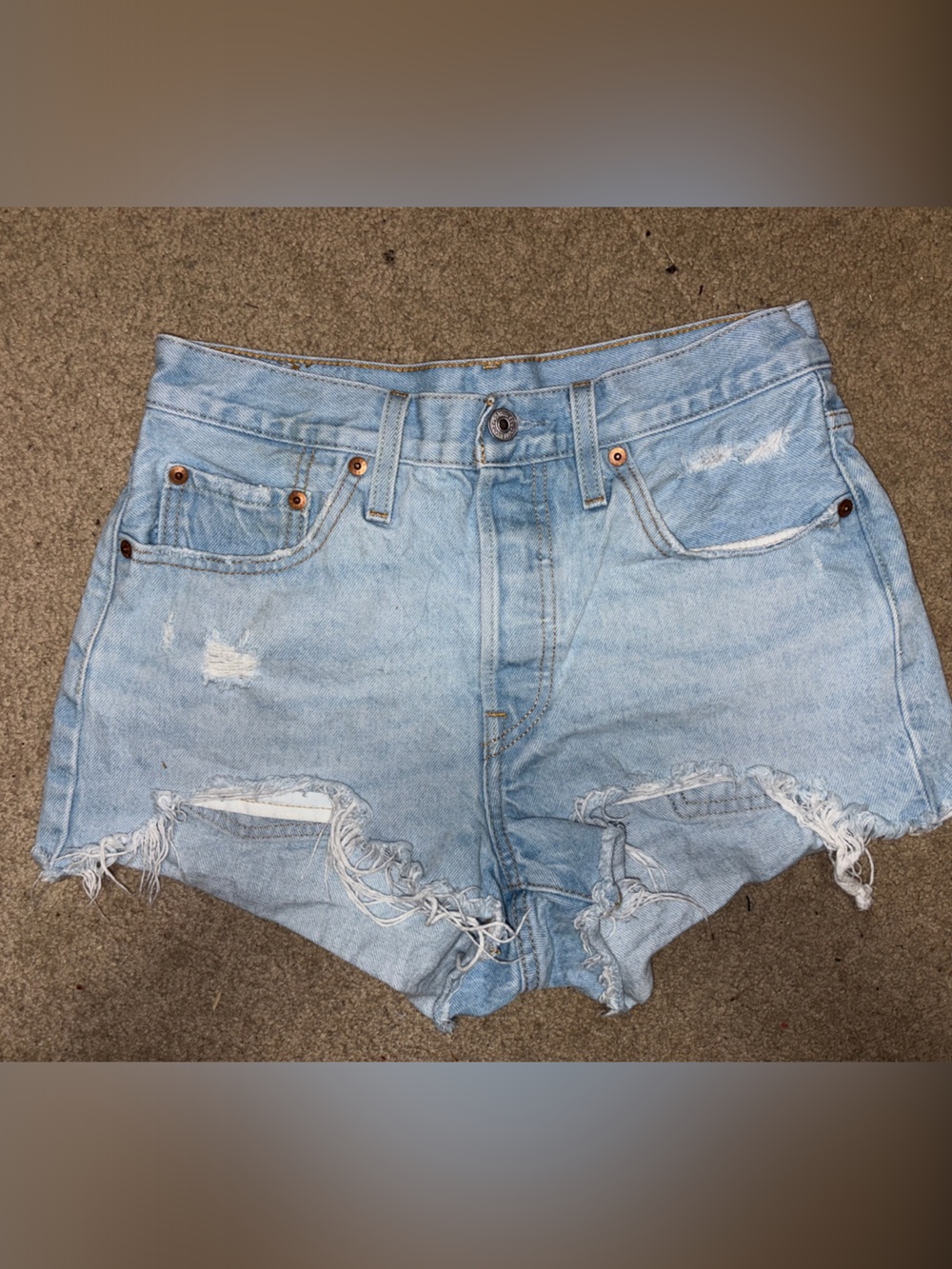 Levi's Light Blue Denim Cutoff Shorts - Picture 2 of 2